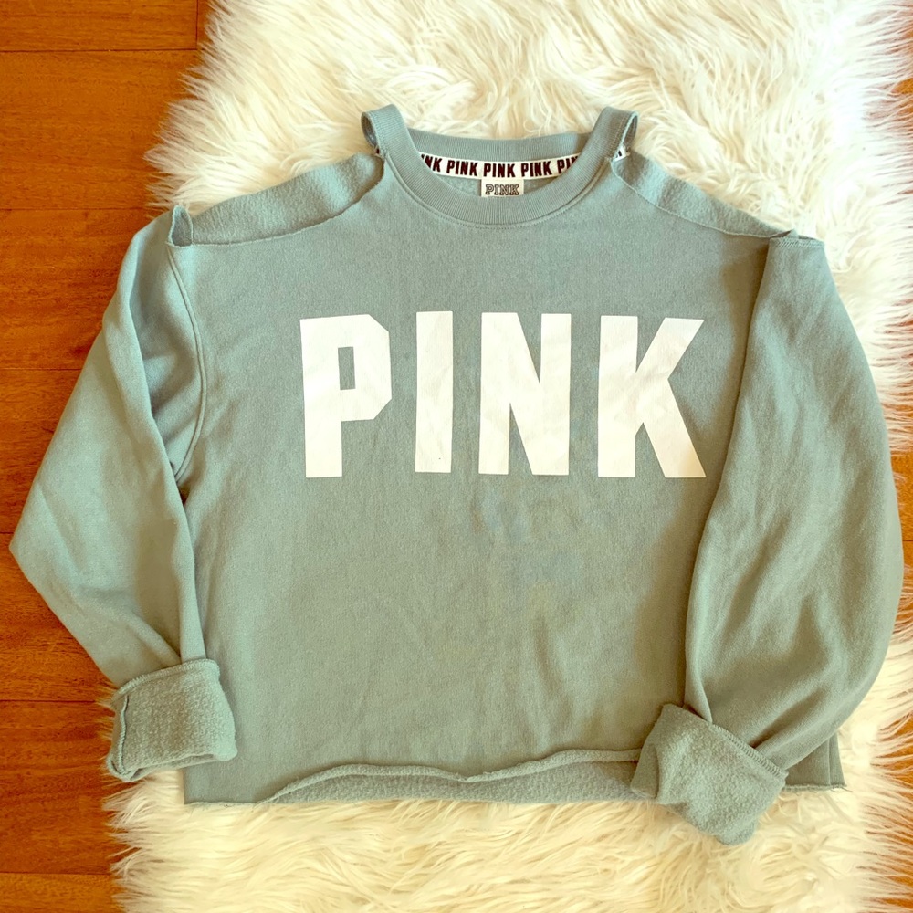 VS PINK Cold Shoulder Cropped Sweatshirt